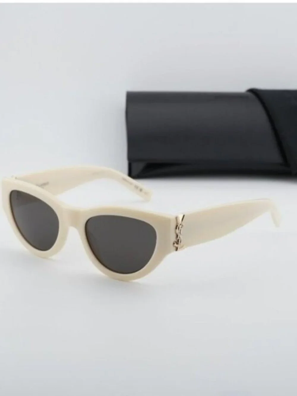 Saint Laurent SL M94 012 Cat Eye Sunglasses - Shiny Ivory/Grey